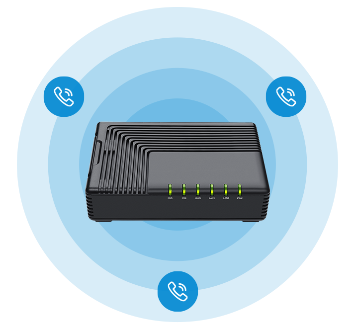 FTA5111 VoIP适配器可同时支持8路SIP中继，提供便利灵活的语音沟通